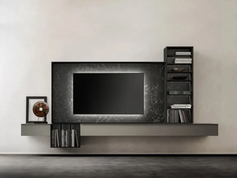 Mobile soggiorno modello Wallover cornice tv di Caccaro scontato -30%