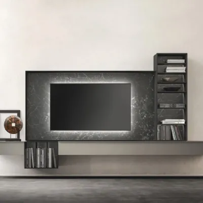 Mobile soggiorno modello Wallover cornice tv di Caccaro scontato -30%