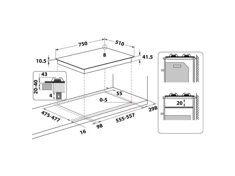 Piano cottura modello Ftghg751habk di Hotpoint ariston a prezzi convenienti