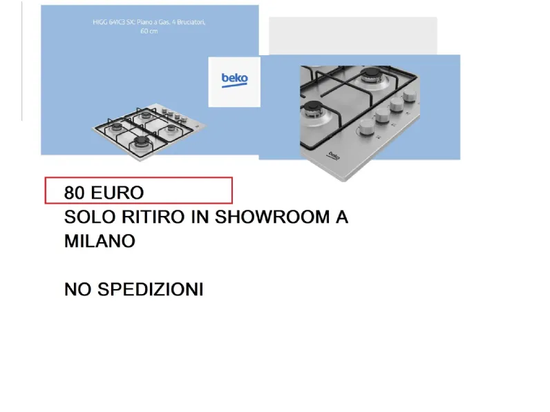 Piano cottura modello Piano cottura gas inox del brand Beko a prezzo scontato 