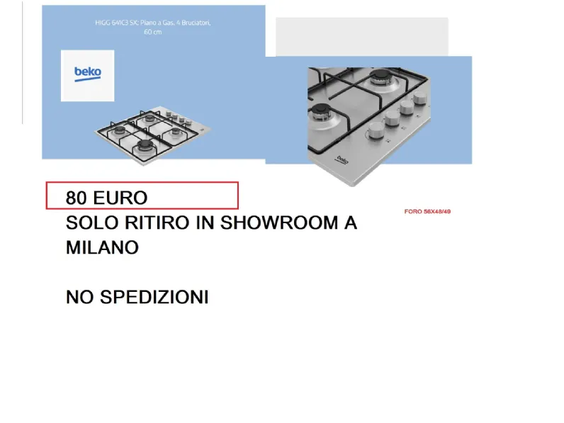 Piano cottura modello Piano cottura gas inox del brand Beko a prezzo scontato 