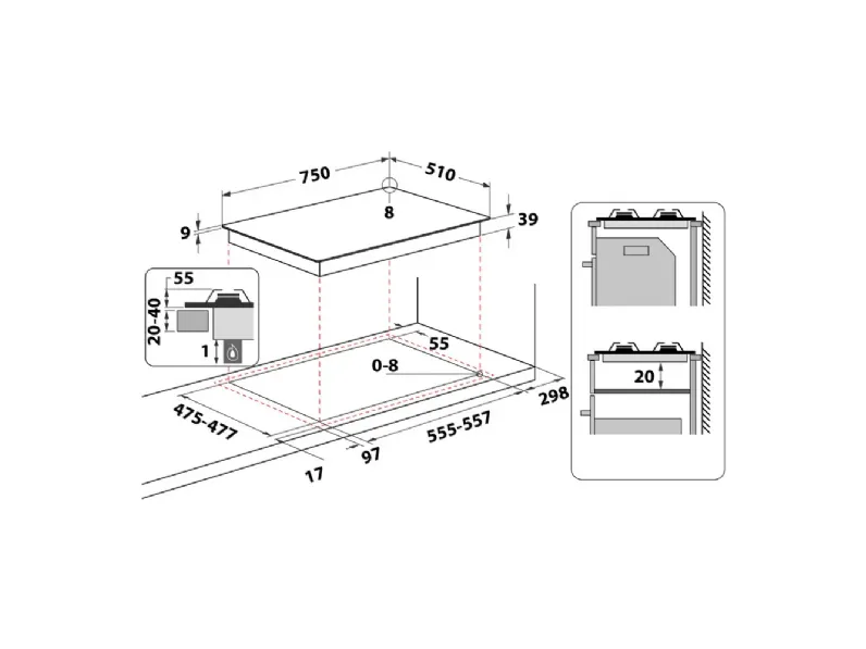 Innovativo piano cottura Piano cottura l.75 inox pcn752u/ix/ha di Hotpoint ariston a prezzi outlet