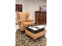 Poltrona in Pelle Bergere e pouf Artigianale in Offerta Outlet