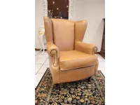 Poltrona in Pelle Bergere e pouf Artigianale in Offerta Outlet