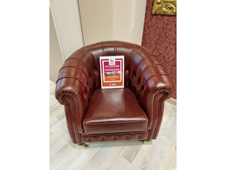 Poltroncina In pelle Con seduta fissa Artigianale in offerta