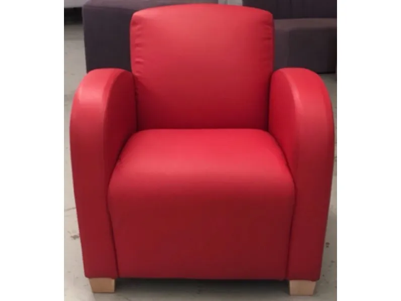 Poltrona con seduta fissa Ginger colore rosso Italiana divani a prezzo scontato
