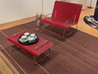 Poltrona in stile design Poltrona e poggiapiedi pelle rossa Varaschin in Offerta Outlet