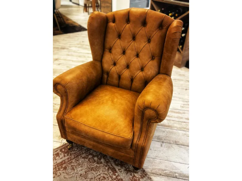 Poltrona in stile classica Poltrona in pelle capitonn Epque in Offerta Outlet