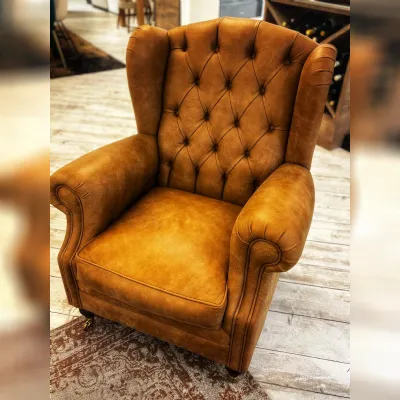 Poltrona in stile classica Poltrona in pelle capitonn Epque in Offerta Outlet