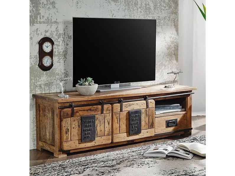 Mobile modello Jupiter industrial 160 porta tv di Outlet etnico in Offerta Outlet