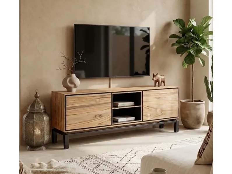 Mobile porta tv Porta tv teak acacia 175 di Outlet etnico con uno SCONTO IMPERDIBILE