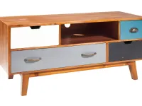 Mobile modello Porta tv vintage color in legno  massello 4 cassetti, porta tv di Outlet etnico in Offerta Outlet