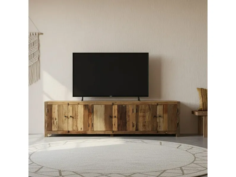 Porta tv per il soggiorno modello Mobile porta tv legno 230 di Outlet etnico scontato