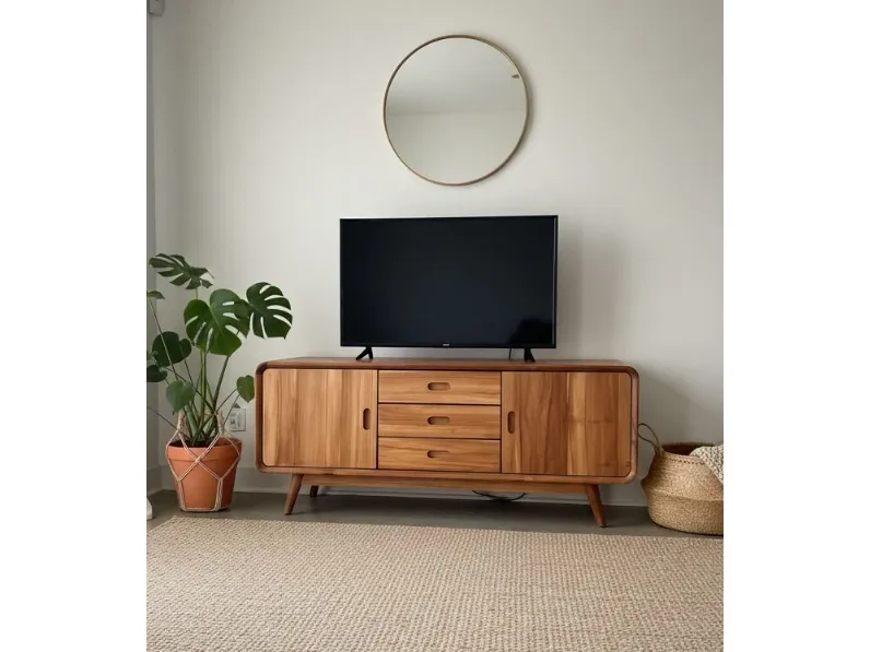 Porta tv per il living modello Mobile porta tv teak 135 di Outlet etnico scontato