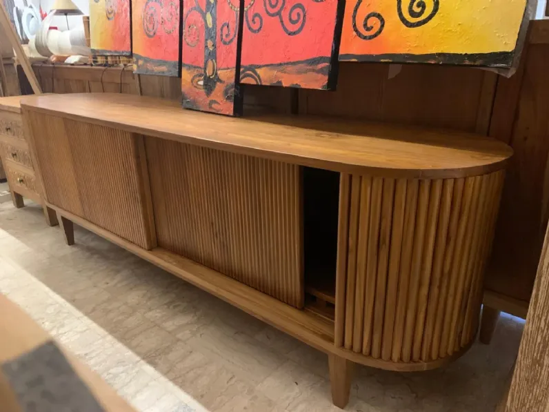 Porta tv per la zona giorno modello Mobile porta tv teak 200 di Outlet etnico scontato