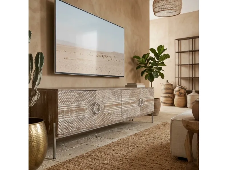 Porta tv per il living modello Porta tv mango bianco 180 di Outlet etnico scontato
