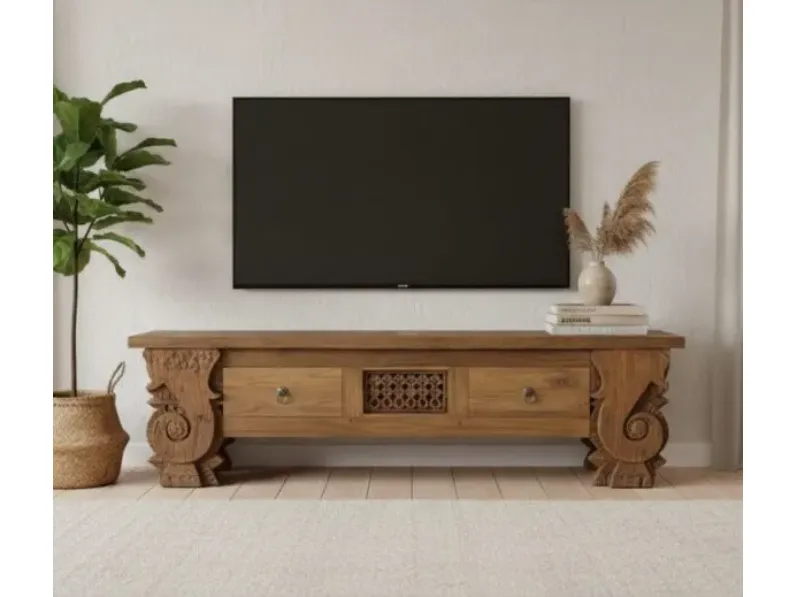 Mobile porta tv Porta tv teak 160 di Outlet etnico con forte sconto