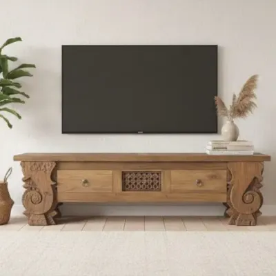 Mobile porta tv Porta tv teak 160 di Outlet etnico con forte sconto