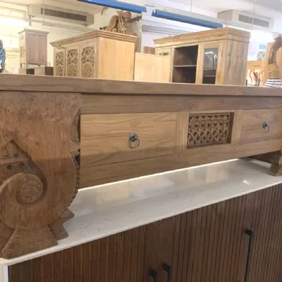Porta tv per il soggiorno modello Porta tv teak 160 di Outlet etnico scontato