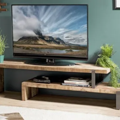 Porta tv di Outlet etnico modello Porta tv componibile in legno di recupero e metallo a PREZZI OUTLET