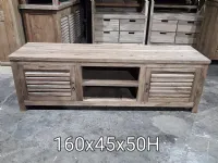 Porta tv per il soggiorno modello Porta tv teak riciclato 160 di Outlet etnico scontato