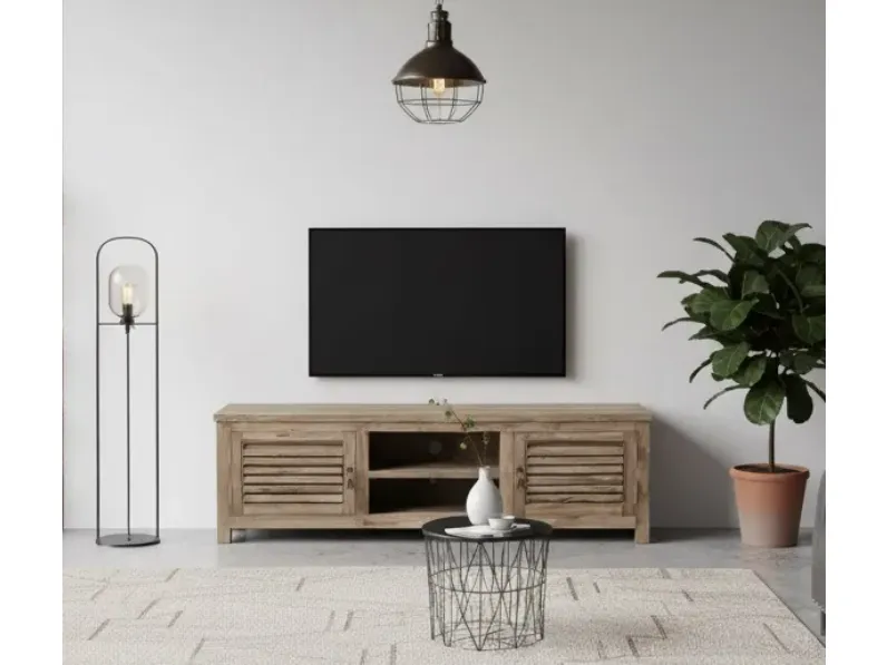Porta tv per il living modello Porta tv teak riciclato 160 di Outlet etnico scontato