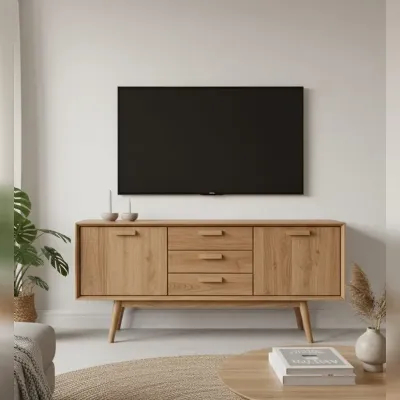 Porta tv per il soggiorno modello Mobile tv teak artigianale di Outlet etnico scontato