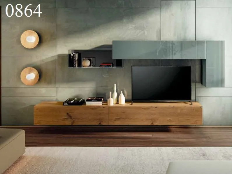 Parete attrezzata 36e8 comp : 0864 di Lago in OFFERTA OUTLET