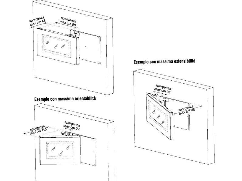 Porta tv per la zona giorno modello X2 porta tv orientabile di Astor mobili scontato