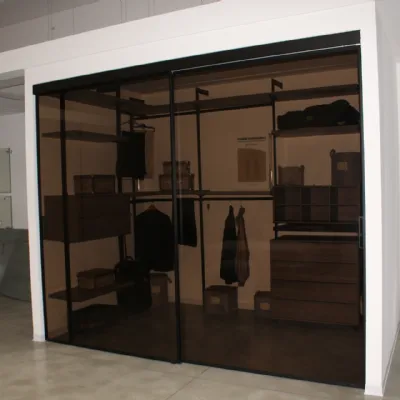Porta moderna Rimadesio Velaria profilo e vetro brown SCONTATA