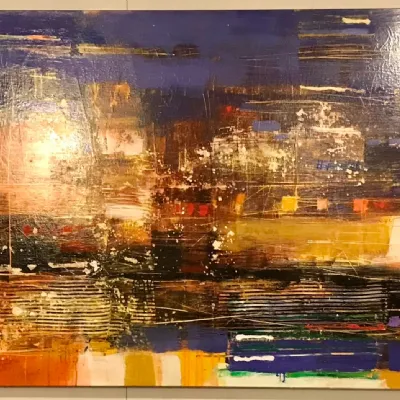 Quadro astratto “ impressioni nel porto “ di civitarese antonio - galleria sikrea  Artigianale a prezzi outlet