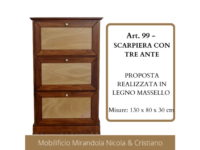 Scarpiera modello Art.99 - scarpiera tre ribalte in legno Mirandola nicola e cristano in legno a prezzo Outlet