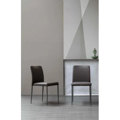 Bonaldo sedia Deli ecopelle grigio antracite