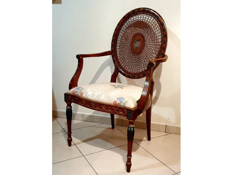 Sedia poltroncina Poltroncina noce imbottita schienale paglia di vienna di Collezione esclusiva a prezzo scontato