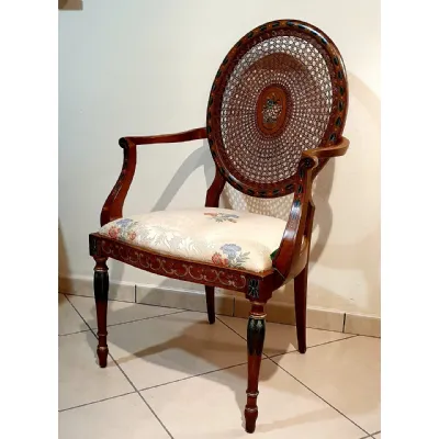 Sedia poltroncina Poltroncina noce imbottita schienale paglia di vienna di Collezione esclusiva a prezzo scontato
