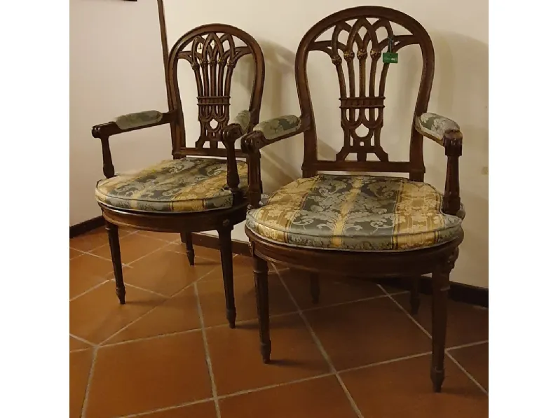 Sedia con braccioli Poltroncina paglia di vienna  Artigianale in Offerta Outlet