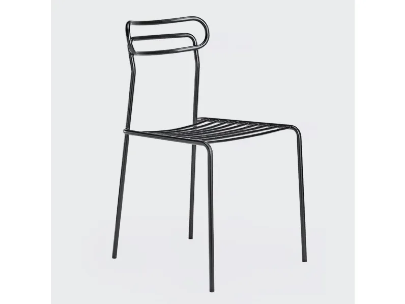 Sedia in metallo con schienale medio Uti in Offerta Outlet