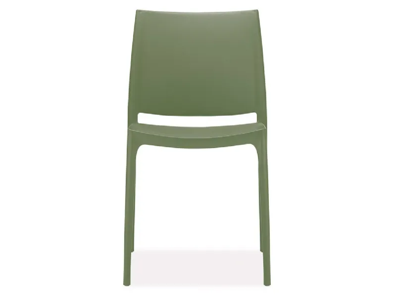 Set di 4 sedie da giardino impilabili in alluminio e textilene, Verde kaki | Leroy Merlin