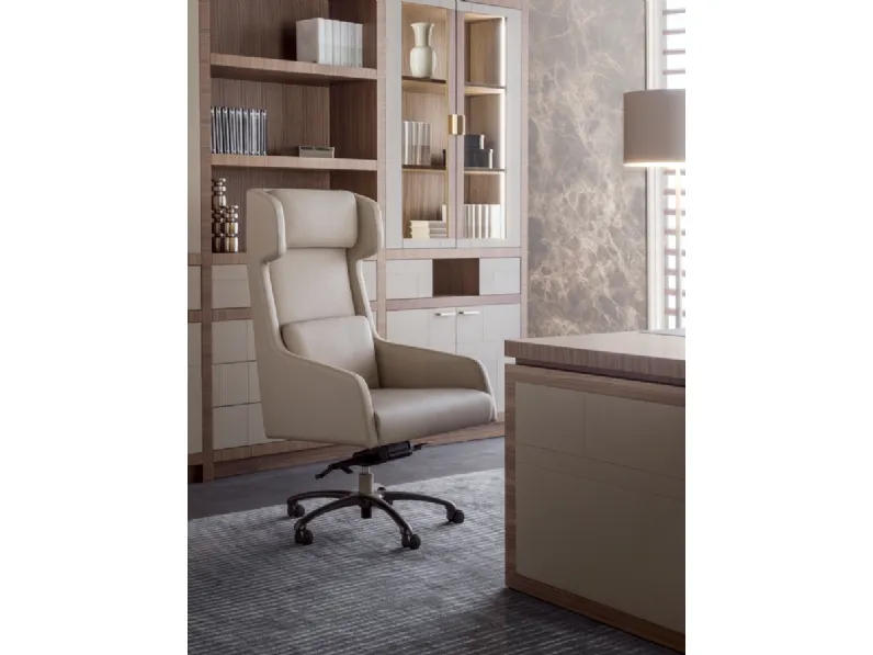 Sedia Luxury office in  vera pelle spessorata vari colori Md work in OFFERTA OUTLET