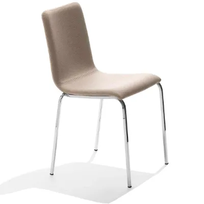 Sedia MIDJ modello Passepartout S-TS. Sedia dal sedile in ecopelle e tessuto cat. C e struttura in acciaio bianco, alluminio.