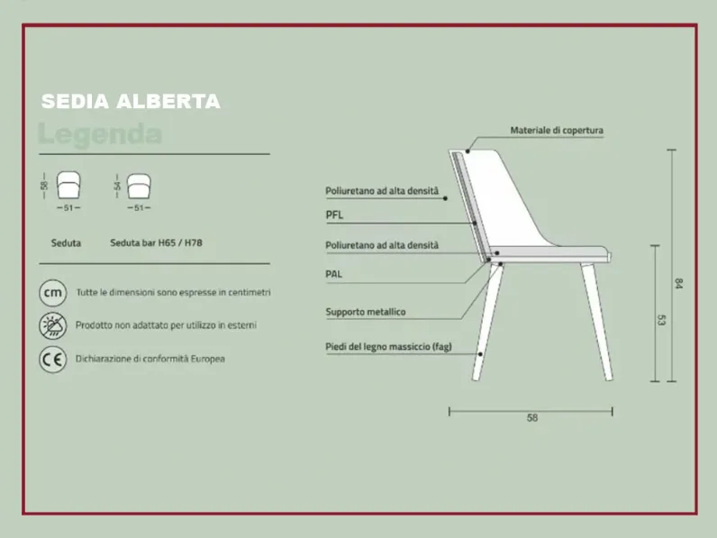 Sedia modello Alberta a marchio Artigianale scontata del 40%