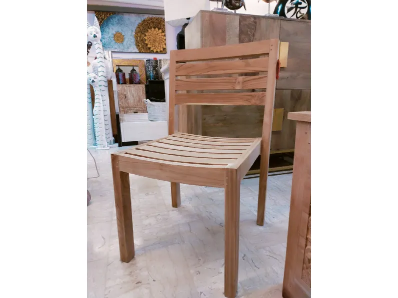 SEDIA Outlet etnico Lotto sei sedie - teak massello PREZZI OUTLET