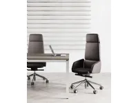 Sedia in pelle con schienale alto Lead in Offerta Outlet