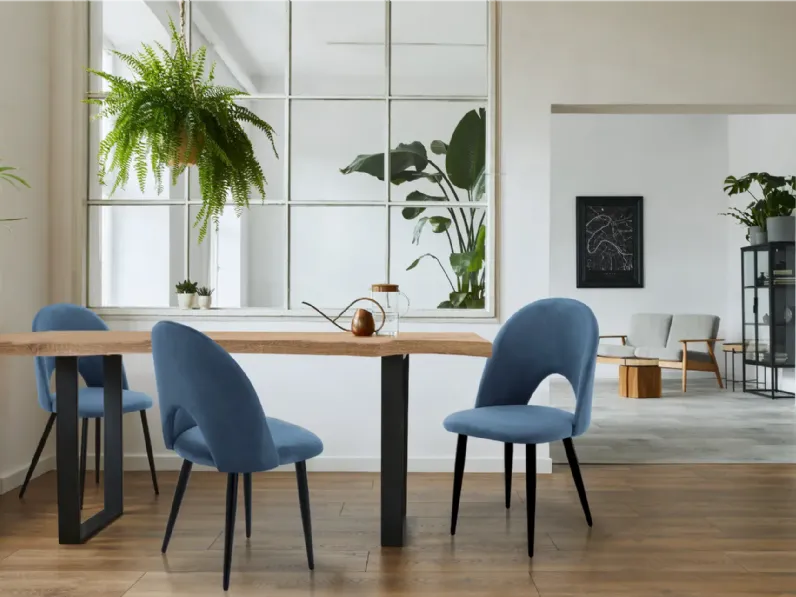 Sedia in tessuto poltroncina Sedia imbottita  in velluto modello nail in Offerta Outlet
