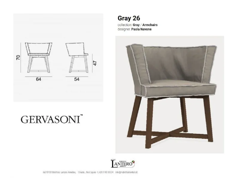 Sedia con braccioli Sedie gray 26 di Gervasoni a prezzo ribassato