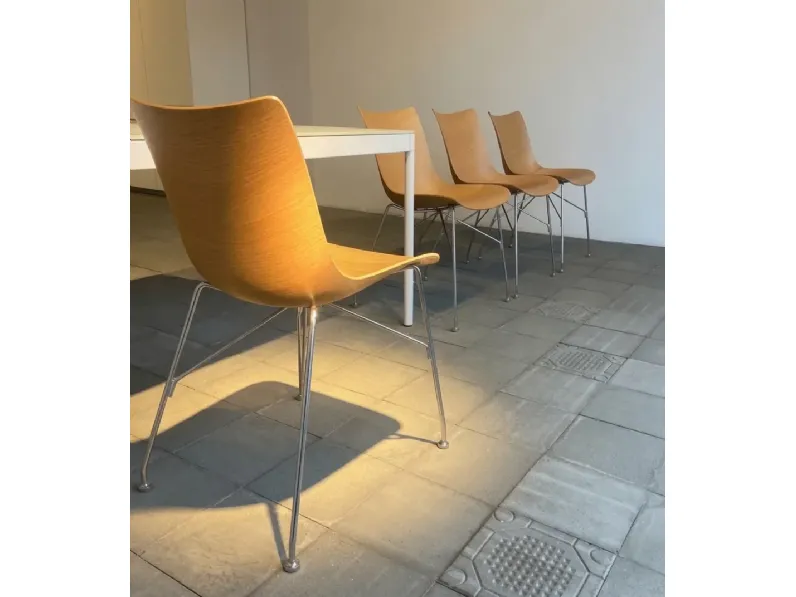 Sedia senza braccioli P wood set sedie in legno curvato 3d kartell di Kartell a prezzo ribassato