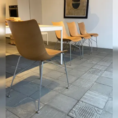 Sedia da soggiorno P wood set sedie in legno curvato 3d kartell di Kartell SCONTATA 29%