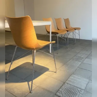 Sedia senza braccioli P wood set sedie in legno curvato 3d kartell di Kartell a prezzo ribassato