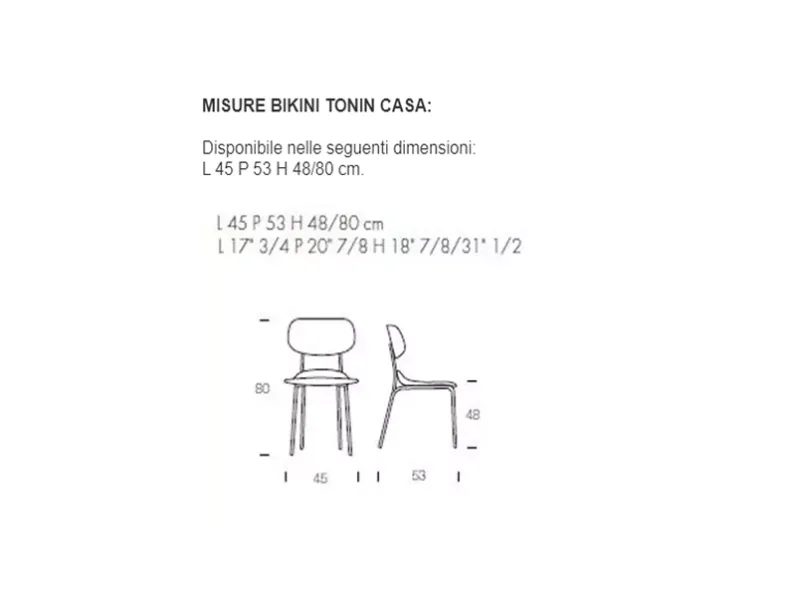 Sedia modello Bikini da soggiorno di Tonin casa -30%