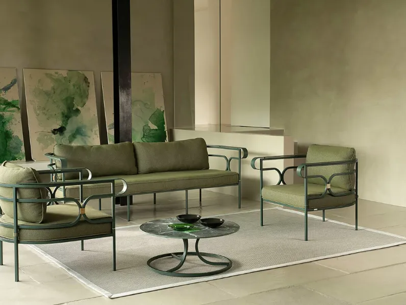 Set per l'esterno modello Collier 2 posti con poltrona e tavolino  Emu completo 